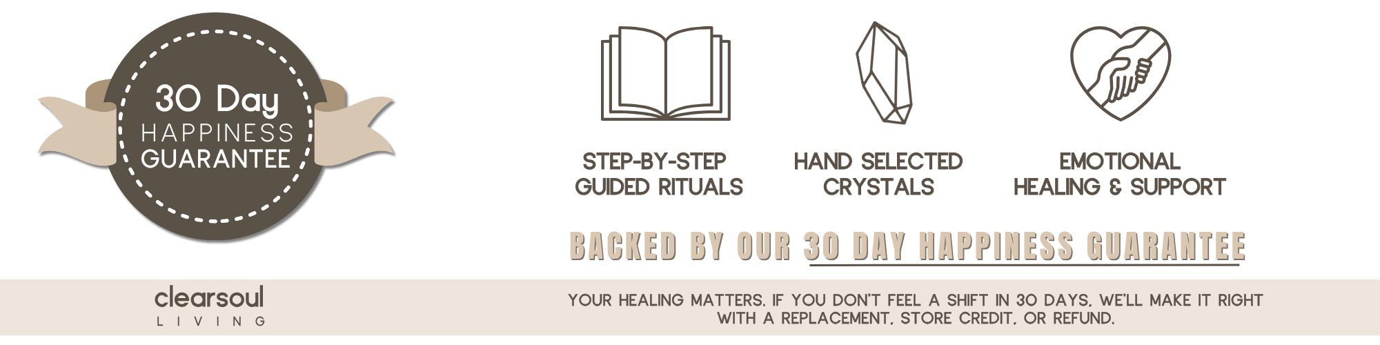 Responsive promotional banner for Clear Soul Living