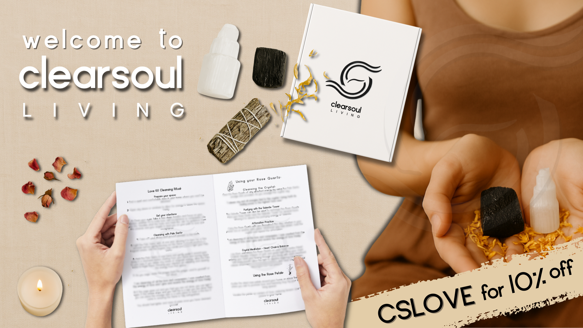 Responsive promotional banner for Clear Soul Living